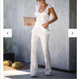 SPOTLIGHT RUFFLE LACE POCKETED JUMPSUIT